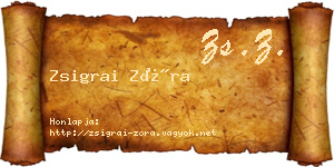 Zsigrai Zóra névjegykártya